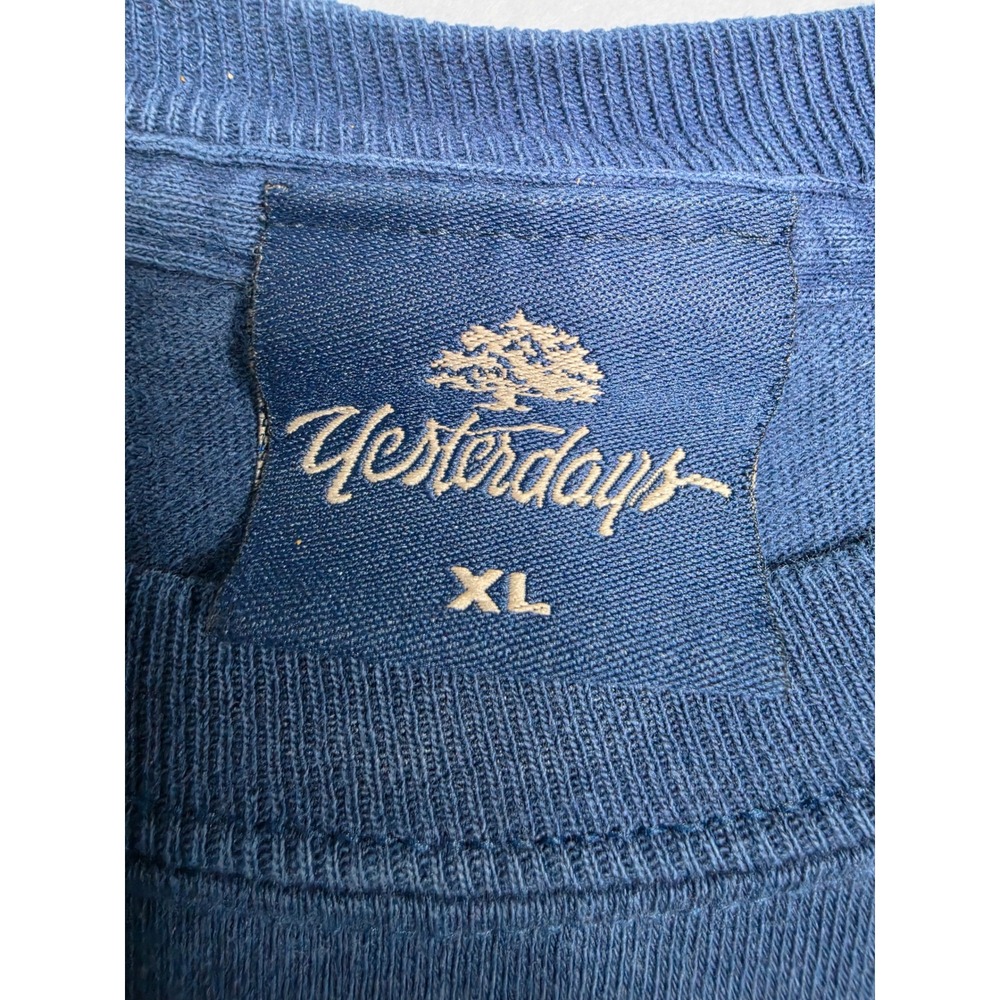 Yesterdays Shirt Men XL Navy Blue 100% Cotton Cayman Islands Graphic Long Sleeve - Picture 4 of 7